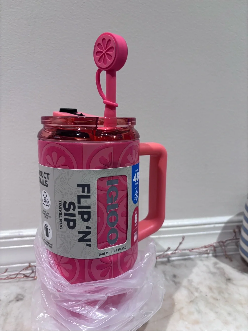 Igloo Citrus Collection Flip'N Sip Insulated Travel Mug with Handle